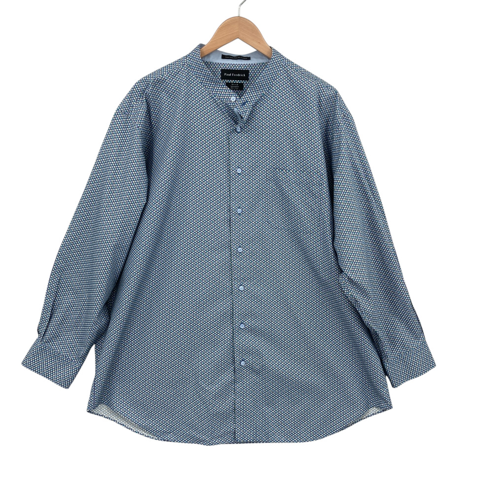 Paul Fredrick Dress Shirt Mens 18.5 Multi Polka Dot Non-Iron Tailored Button-Up